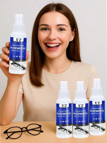 Brillenreiniger Spray - Brillenglas Reiniger, Brillenreiniger Flasche, Brillenreiniger ohne Streifen Technologie & Mikrofaser Reinigungstuch - Brillenreinigungsset, Brillenreiniger Spray Linsenklar - Bildschirm & Brillen Set