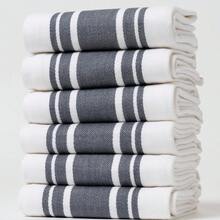 Kitchen Towels Set – Pack Of 6 (20'' X 30'') Extra Large Premium Cotton Dish Towels For Kitchen – Super Striped Towels – Absorbent – 100% Cotton – With Hanging Loop – Dark Grey,25866206 - Màu xám đen - Xem 1
