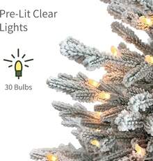 Puleo International 4.5ft Pre-Lit Potted Flocked Arctic Fir Tree With 70 Lights, 419 Realistic Dense Branch Tips, Easy Setup Artificial Trees With Sturdy Metal Stand - 2英尺植絨北極冷杉 30盞透明燈 - 查看 4