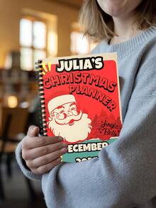 1pc Customized Personalized Christmas Themed Notebook, Spiral Coil Notebook, Customized Text, Retro Santa Claus Pattern, Bright Patterns, Personalized, Practical, Creative, Suitable For Giving As Christmas Gifts To Family And Friends, Good Christmas Gifts,Makezbright Personalized Gifts,Customized Ornaments - Multicolor - View 5