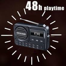 便携式调频收音机，配备液晶显示屏、USB-C接口、清晰扬声器和耳机插孔，兼容智能手机/平板电脑/iPod，适合步行、健身、户外活动 - 实时调频/无调幅调谐器 - 1200mAh电池