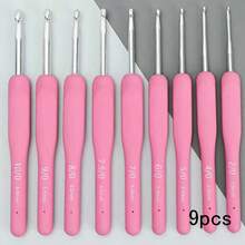 9pcs Crochet Hook Set With Storage Box, Soft Handle Crochet Hooks Set, Knitting Tools DIY Yarn Craft Supplies (Assorted Color Knitting Needles & Stitch Markers)