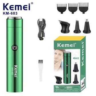  KEMEI KM-683 Recortador multifuncional de 4 en 1 para orejas y nariz, mini y portátil, ligero y portátil, adecuado para uso familiar y viajes.