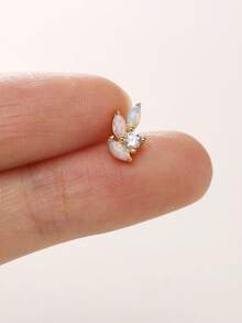 1件装植物造型925纯银耳钉，女士耳钉/耳坠，适合周年纪念日佩戴，精美首饰