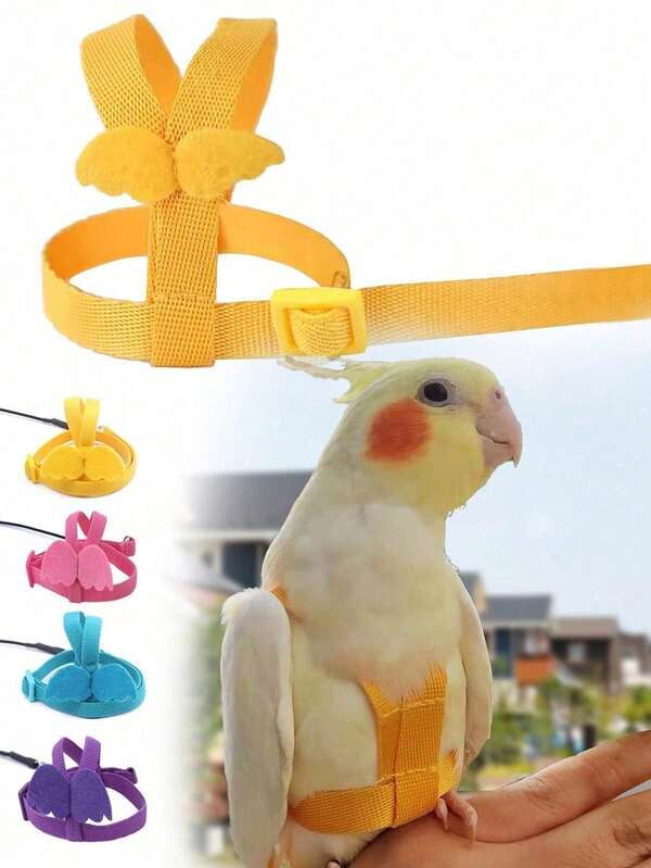 1pc Adjustable Pet Parrot Harness & Leash, Outdoor Flight Training Traction Rope, Anti-Bite Restraint Rope With Elastic Strap, Suitable For Parrots, Cockatoos, Macaws, Conures