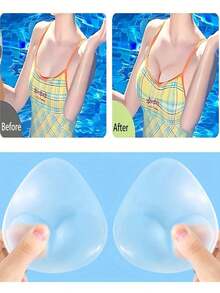 一对可重复使用的硅胶胸垫，隐形提拉，提升胸部，使小胸看起来更大。适用于泳衣和内衣，柔软加厚衬垫，增强提拉效果，适合搭配比基尼、婚纱、连衣裙和吊带背心。 - 彩色 - 查看 6