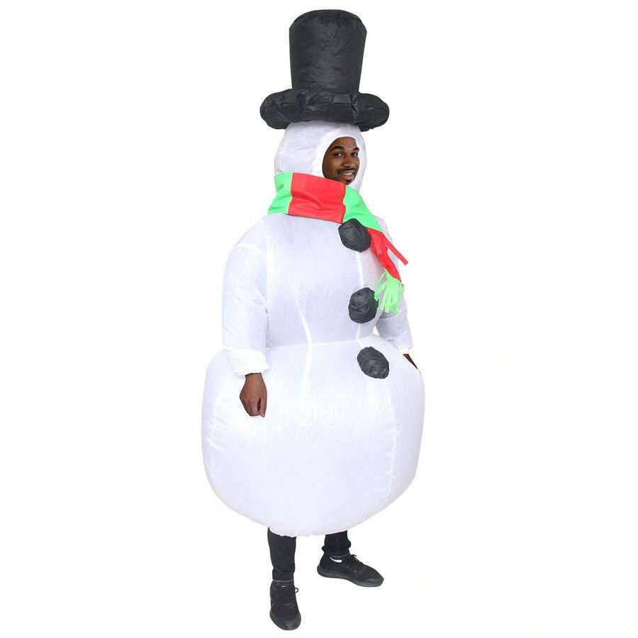 Customized Snowman Cartoon Mascot Costume Suit, Suitable For 1.5-2m Height, Made To Order Walking Performance Costume, Inflatable Auspicious Animal Headpiece - Setelan Tiup Manusia Salju - View 1