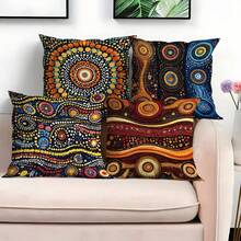 4 piezas de funda de almohada súper suave, funda de almohada universal para todas las estaciones, sin núcleo de almohada, imagen de arte indígena, duradera, adecuada para Navidad, Acción de Gracias, uso en exteriores e interiores, cama, sofá y otras fundas de cojín, decoración para fiestas temáticas (núcleo no incluido) - Multicolor - Ver 2