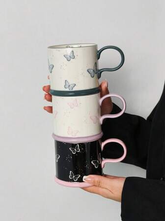 1 st keramisk kaffekopp, europeisk stil för hushållsvatten, frukostkopp, mjölkkopp, juicekopp, eftermiddagstekopp, presentkopp