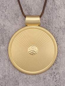 1 件时尚奢华极简主义混合几何金色和银色不对称扭曲图案双环合金吊坠项链，蜡线打结长链，送给母亲或女友的礼物 - 幾何形 - 查看 15