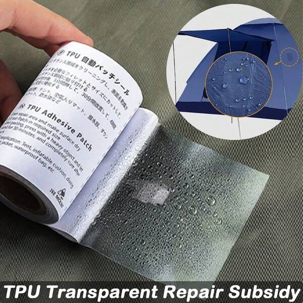 10pcs Outdoor Tent Transparent TPU Repair Tape For Airbed Mattress Tent Bounce Exercise Ball Kayak Swimming Pool Float -Durable Leak Fix, Tent Repair Tape Kit Waterproof Clear Camping Gear Air Mattress Repair Tape Patch Kit For Tarp Boat Covers Sail