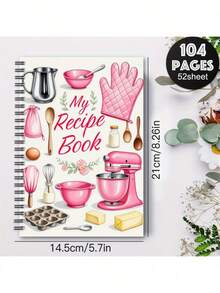 1 Pc Cartoon-Themed Spiral Recipe Notebook-A Must-Have For Foodies. This Blank Personal Recipe Book Is Designed For Jotting Down Homemade Recipes, Featuring Durable Spiral Binding For Easy Storage. It Doubles As A Scrapbook For DIY Crafting With Decorative Supplies, Perfect For Craft Enthusiasts. Kitchen Novices Use It To Learn Cooking, While Experienced Cooks Organize Recipes-Combining Practicality With Fun. Perfect For Personal Use Or Gifting To Cooking-Loving Family And Friends, It Hits The Spot Every Time. - Pink - View 3