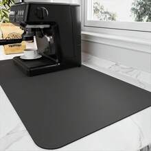 Estera de secado de platos con respaldo de goma para mancha, alfombrillas para encimera de cocina, accesorios para encimeras, apto para cafetera, máquina de café expreso - Negro - Ver 8