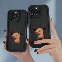 Una funda para teléfono con patrón de capibara, hecha de material protector suave de TPU negro, adecuada como regalo de cumpleaños o festivo para hombres y mujeres, compatible con 15, 14, 13, 12, 11 Plus Pro. - Colores mixtos - Ver 7
