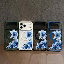Blue Lily Whisper Large Hole Matte Frame Transparent Magnetic Sticker Suitable For IPhone 17 Air 16 15 14 13 12 Pro Max/17 16 15 14 Plus X/XS Max Phone Case Compatible With Samsung S22 S23 S24 S25 Plus/Ultra/Plus/FE/+ Shockproof Protective Case Supports Wireless Charging - 藍色 - 查看 8