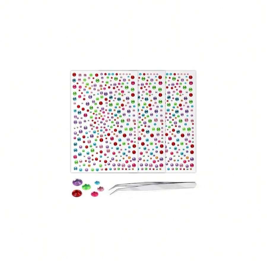 975Pcs Face Gems Hair Gems, Self-Adhesive Face Jewels Eye Jewels Rhinestones 3/4/5/6 Mm DIY Face Gems Stick On, Hair Body Rhinestones Gems Crystals Pearls For Face Makeup, Crafts (Gem_Color){Inchcolor_nameinch:Inchgem_colorinch} - 寶石顏色 - 查看 1