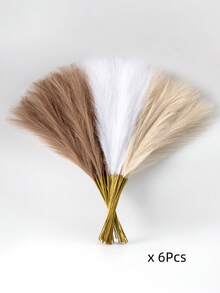 MEHELANY 42pcs Artificial Pampas Grass, 55cm/21.65in, Fluffy Fake Flowers, White, Beige, Brown, Artificial Reeds, Faux Pampas Grass, Farmhouse Decor, Boho Style Decor, Artificial Flowers, Fake Pampas Decor, Vase Filler, Room Decor, Wedding Centerpiece - White Rice Coffee - View 8