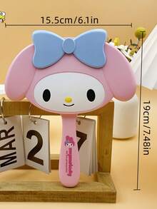 1pc Sanrio 2-In-1 Portable Makeup Mirror & Comb, Featuring Melody, Pompompurin And Hello Kitty Designs, Cute Cartoon Style, Suitable For All Hair Types, Ideal For Travel And Daily Use, Valentine's Day Gift For Girlfriend And Mom