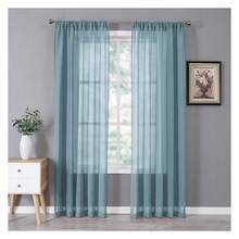 Sheer Curtain Linen Textured Bedroom Curtains Sheer Light Filtering Rod Pocket Voile Curtain For Living Room, 54 X 95 Inches Long, Dusty Blue,Of 2 Panels - Multicolor 989 - View 1