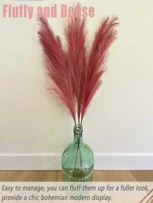 人造蒲葦草仿真植物家居裝飾 100/80/60/50/30/20/15/10/5/1件 55cm/97cm 粉色仿真蒲葦草，裝飾性真實蒲葦花，大型人造蒲葦枝植物，蒲葦草，適用於落地花瓶，蒲葦草裝飾，花瓶填充物，落地花瓶填充物，家居波希米亞風格裝飾 1/3/5/6/8/10/15件 - 酒紅色 - 查看 5