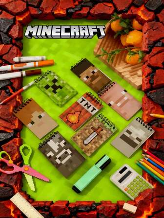  Minecraft 1pc Minecraft 官方授权 Minecraft 游戏外设 TNT 多色口袋矿工风格 FuzZyPowder 猪旋转线圈笔记本随机迷你笔记本迷你生日派对笔记本主题笔记本