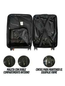 Juego de maletas de viaje 24 y 16 pulgadas con ruedas 360°, maleta grande expandible, Carry on  con candado numérico y neceser estructurado ideal para avión y escapadas - Azul - Ver 8