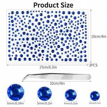 975Pcs Face Gems Hair Gems, Self-Adhesive Face Jewels Eye Jewels Rhinestones 3/4/5/6 Mm DIY Face Gems Stick On, Hair Body Rhinestones Gems Crystals Pearls For Face Makeup, Crafts (Gem_darkblue){Inchcolor_nameinch:Inchgem_darkblueinch} - 寶石深藍色 - 查看 3