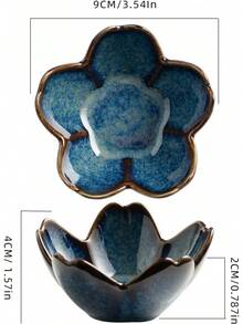 Floral Ceramic Jewelry Tray - 3.5 Elegant Ring Holder Dish & Trinket Bowl Vanity Dresser Decor (Blue) - 白色 - 查看 2