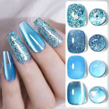 Glitter Gel Nail Polish - Blue Gel Polish LED Nail Art Manicure Kit 4PCS{Inchcolor_nameinch:InchBlueStarlightinch} - 藍星光 - 查看 7