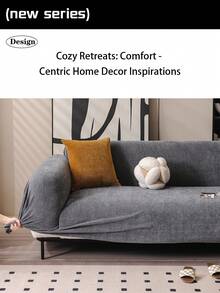 1pc Minimalist Chenille Anti-Cat Scratch Sofa Cover, Full Wrap-Around, All Season, Anti-Tear