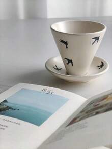 Creative Niche Ceramic Coffee Cup & Saucer Set, Japanese-Style Mug, Retro Coarse Pottery Latte Cup - Multicolor - View 3