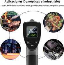 Termometro Infrarojo, Pistola de Temperatura Láser Digital Sin Contacto, -58 ℉   ~ 1022 ℉   (-50 ℃   ~ 550 ℃ ), Emisividad Ajustable, con Pantalla LCD para Cocina, BBQ, Congelador, etc. - Negro - Ver 9