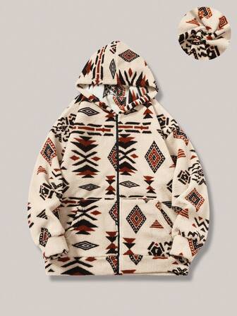 Hooded Pullover Sweatshirt For Men, Warm Thermal Lined Oversized Winter Sweatshirt Jacket