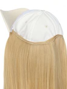 1pc Women's Mid-Length Straight Hair Embroidered Baseball Cap With Synthetic Fiber Wig, Heat Resistant, Suitable For Daily Wear - Multicolor - View 10