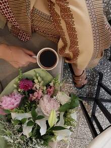 2pcs Ramadan Outfit Set, Bow Tie Front Elegant Striped Simple Suit For Women, Including Blouse And Regular Pants, Casual Bohemian Style - Yellow - View 4