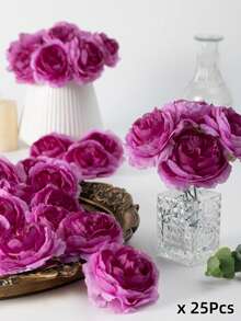 MEHELANY 38/25 bông hoa mẫu đơn tím nhân tạo, hoa giả giống như lụa, thích hợp để trang trí tiệc cưới, nhà cửa, phòng khách, trang trí bàn, cắm hoa, trung tâm bàn tiệc cưới phong cách Boho, quà tặng Ngày của Mẹ. - Màu tím - Xem 8