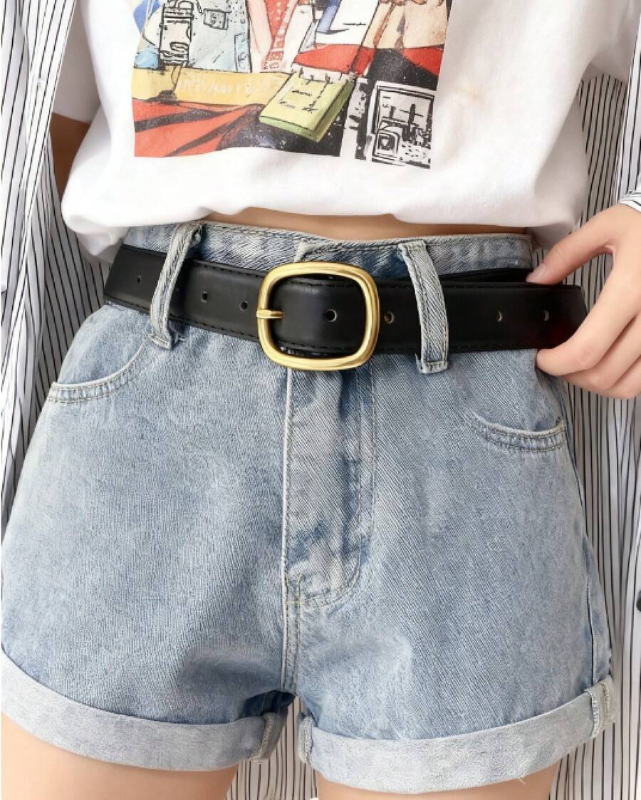 1pc Women's Simple And Stylish PU Leather Belt, Suitable For Casual Jeans, Autumn And Winter Seasons, Suitable For School, Parties, And Halloween Outfits.