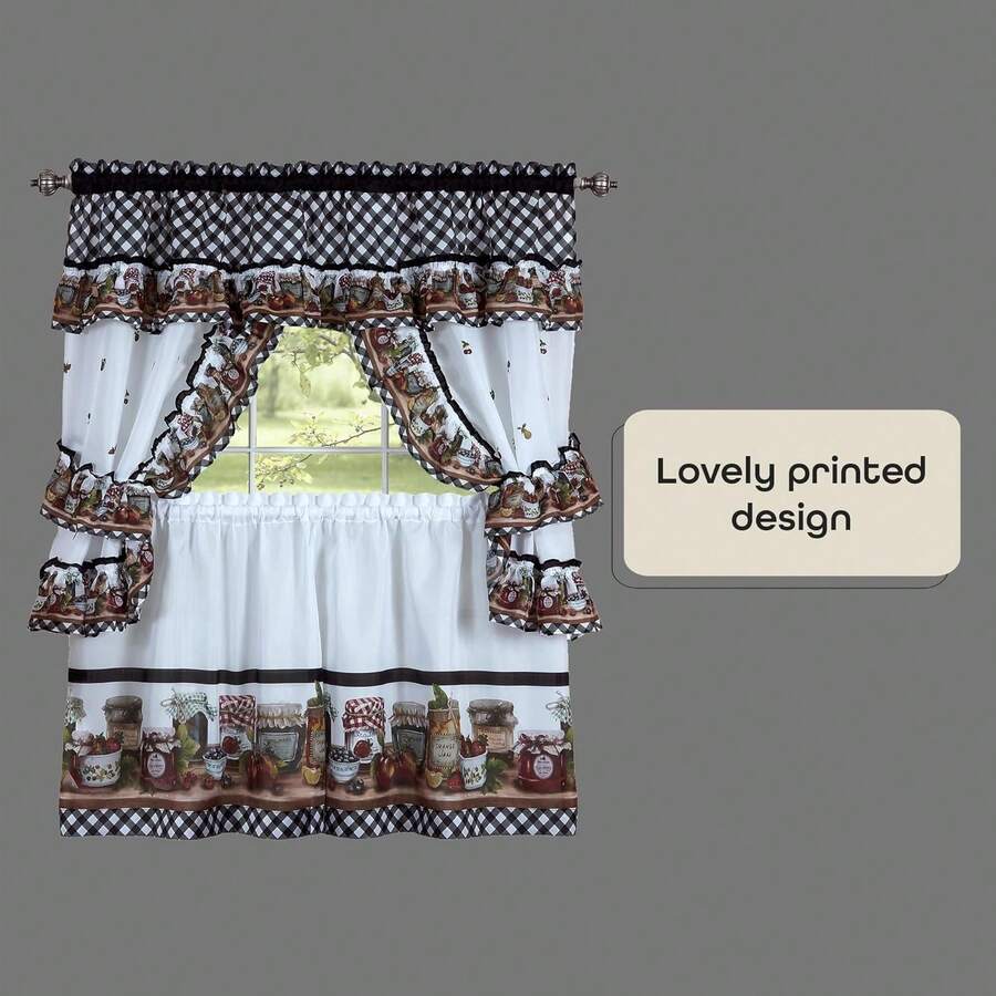 Kitchen Window Curtains - 91.4An X 144.8Al cm (1 Paneles) - View 1