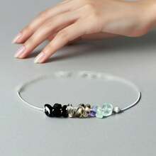 2pcs/Set Natural Stone Bead Bracelet + Necklace, Obsidian/Smoky Quartz/Fluorite Bohemian Jewelry Set, Suitable For Daily Wear And Gift