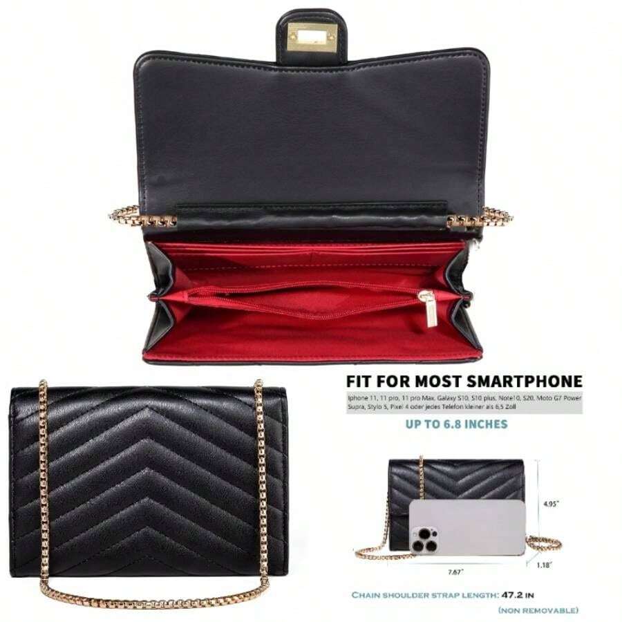 Small Crossbody Bags Women, Small Purses Crossbody Purses, Cell Phone Purse With Card Slots Travel Daypack - Chần bông đen - Xem 1