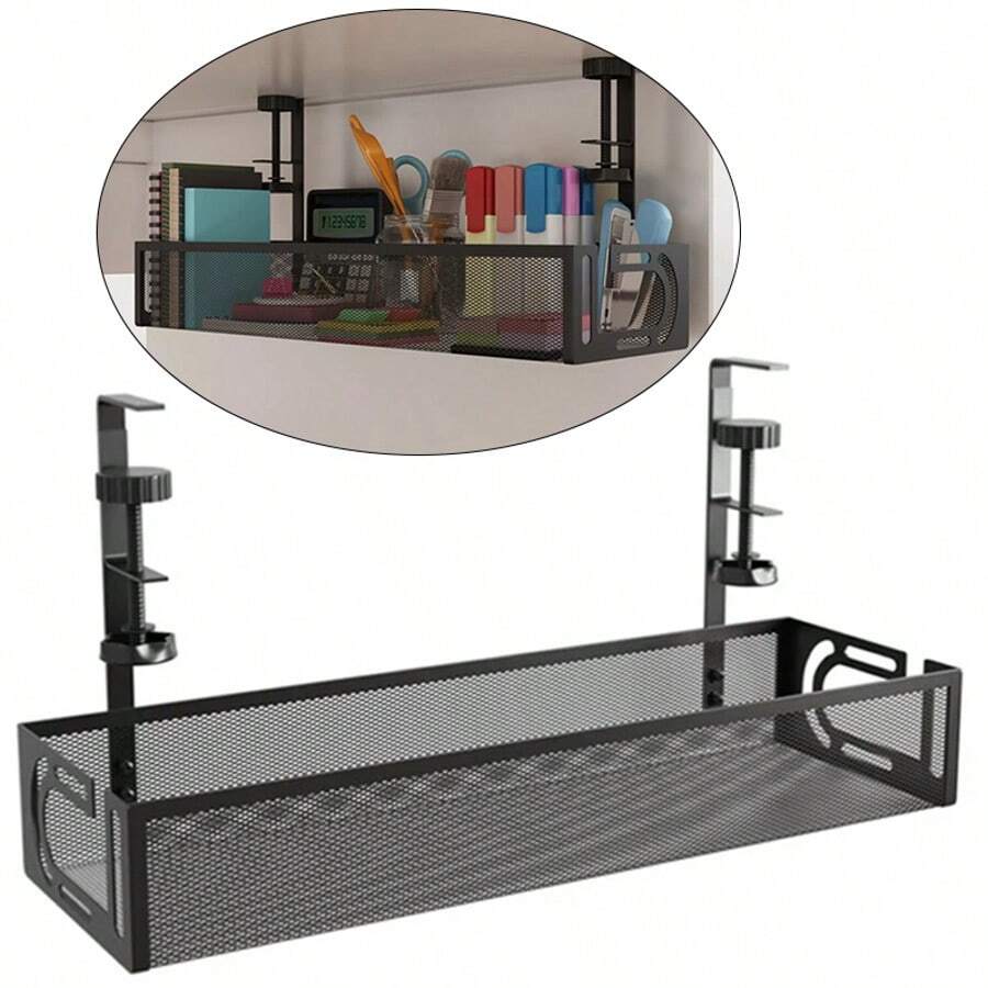 Under Desk Cable Management Tray Wire Management No Drill Cables Tray With Clamp - Black - View 1