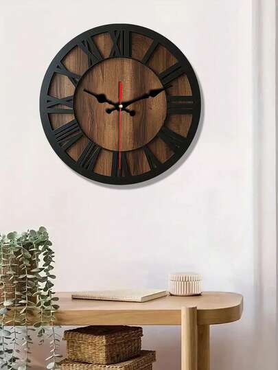 [Vintage Wooden Wall Clock] Vintage Wooden Wall Clock - Silent, Battery Operated, Decorative Roman Numerals For Home, Kitchen, Living Room, Bedroom, Office - 14/16/18 Inch Options, Charming Home Decor|Artistic Wall Clock|Wooden Wall Clock, Wall Clock Living Room