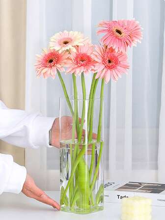 1개 사각 수경 유리 꽃병 투명 꽃병 결혼식 거실 장식용 병 액세서리 꽃꽂이 꽃병 홈 데코레이션