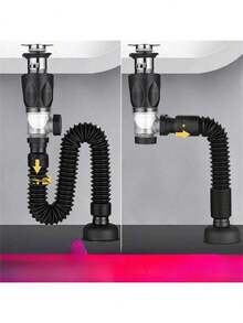 1pcWater Pipes, Drainage Pipes, Dissolve And Unclog,Universal Plastic Sink Drain Strainer With Flexible Hose, Anti-Odor Wash Basin Sewer Fittings For Kitchen And Bathroom