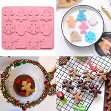 1 molde de silicone de Natal - design de 12 furos com formas de boneco de neve e biscoito de gengibre, perfeito para fazer chocolate, sobremesas e