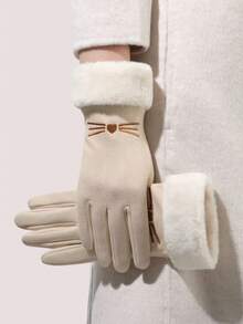 女童冬季保暖触屏抓绒手套，带衬垫，适合骑行，防风保暖，时尚又实用。 - 彩色 - 查看 10