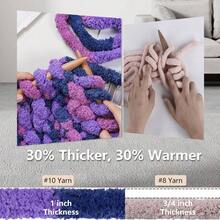 Chunky Yarn Hand Knitting - #10 Chunky Chenille Blanket Yarn, Jumbo Big Thick Chunky Yarns Crocheting, Tie Dye Bulky Knit Yarns, 8 Skein 25 Yds 8 Oz Each Skein SageKhaki - 8 件裝 + 多色紫色 - 查看 3