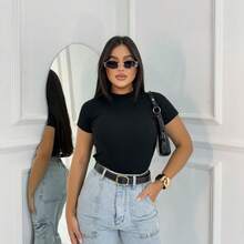 Set Of 3 Women's Ribbed Knit Blouses - Basic Blouse - Khỏa thân/Trắng/Đen - Xem 2