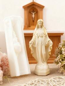 Khuôn silicon 3D hình Đức Mẹ Maria, thích hợp làm nến thơm - Chịu nhiệt, dễ tháo khuôn, có thể tái sử dụng | Dùng để trang trí nến chúc phúc trong nhà thờ, làm tượng thạch cao nghệ thuật DIY, đồ thủ công bằng nhựa | Lý tưởng cho trang trí nhà cửa theo chủ đề tôn giáo, quà tặng và đồ lưu niệm ngày lễ. - trắng - Xem 4