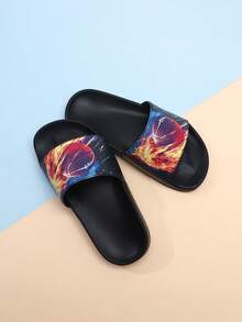 1 Pair Boys' Basketball Pattern Slippers, Fashionable Outdoor Wear, Non-Slip EVA Ultra-Light Sandals - Black - View 18